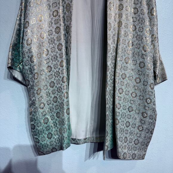 Vintage Handmade Metallic Kimono Blazer Sz L - Picture 3 of 9